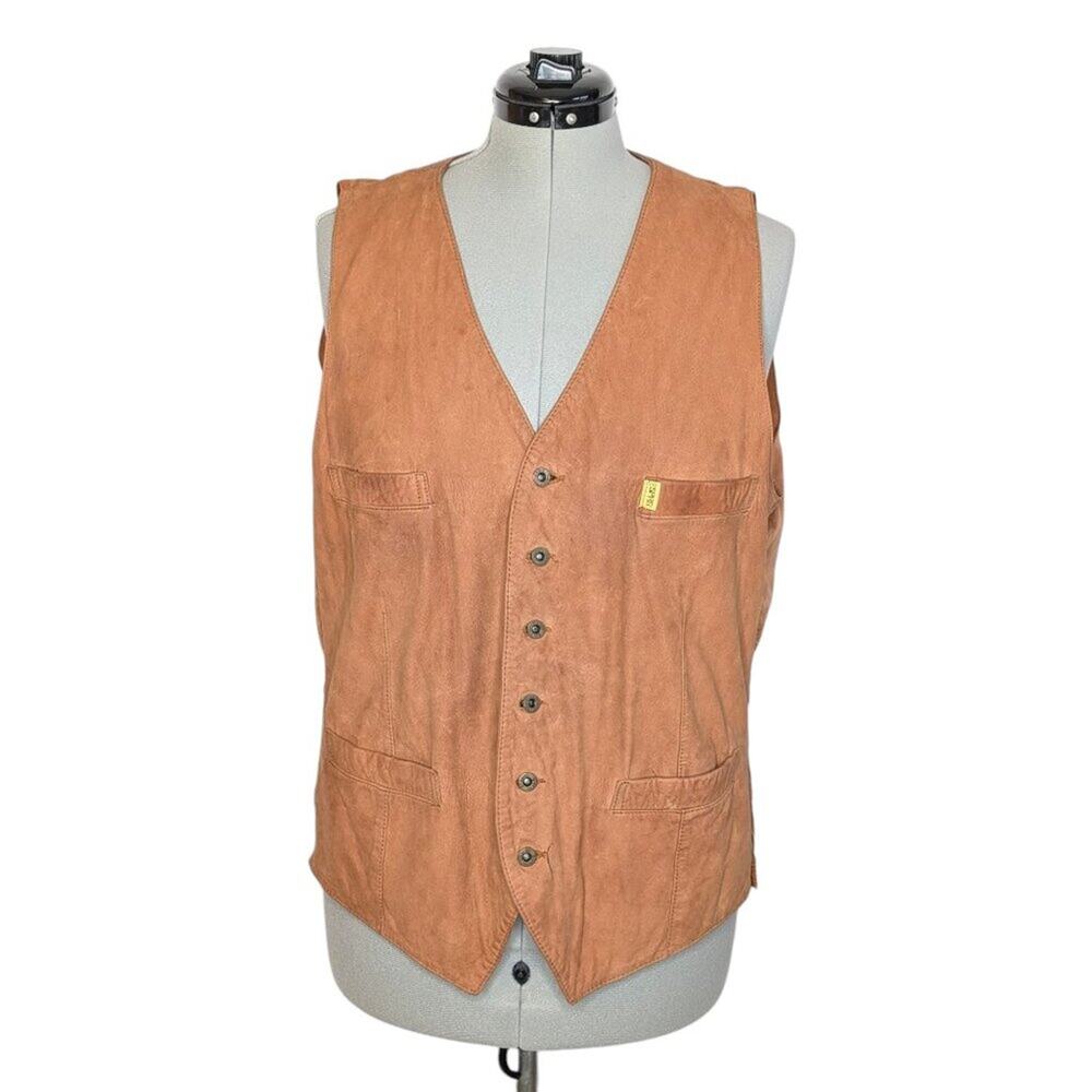 Esprit Unisex Light Brown Suede Vest Size Large Western Boho Farmcore Cowgirl